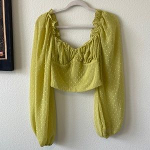 Lime green, clip dot crop top